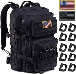R.SASR Black Tactical Backpack, Military Backpack, Molle Backpack