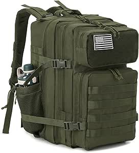 QT&QY 25L/35L/45L Military Tactical Backpack For Men Molle Daypack 3 Day Bug Out Bag Hiking Rucksack With Bottle Holder