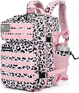 Lovelinks21 25L Tactical Backpack for Men Women Waterproof Military Backpack Small Molle Backpack Army Assault Pack (Pink Leopard)