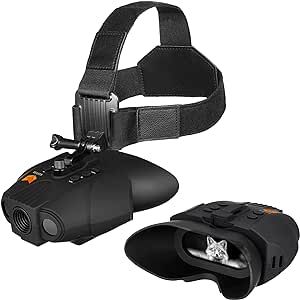 Nightfox Swift Night Vision Goggles | Head Mounted | Wide Viewing Angle, 1x Magnification | Close Quarters Tactical Goggles | USB Rechargeable | Digital Infrared Binoculars for Adults